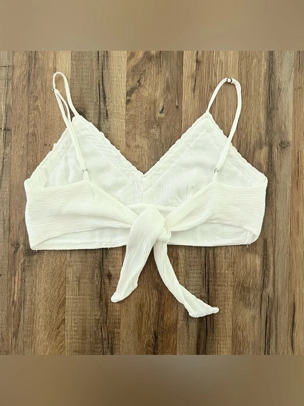 Aeropostale Lace Tie-Back Cropped Cami White